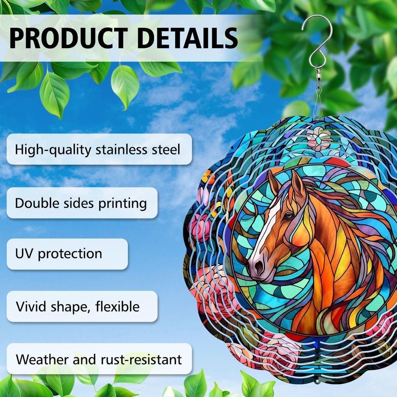 44memory Horse Yard and Garden Wind Spinner, Unique 3D Hanging Horse Wind Spinner - Image 4